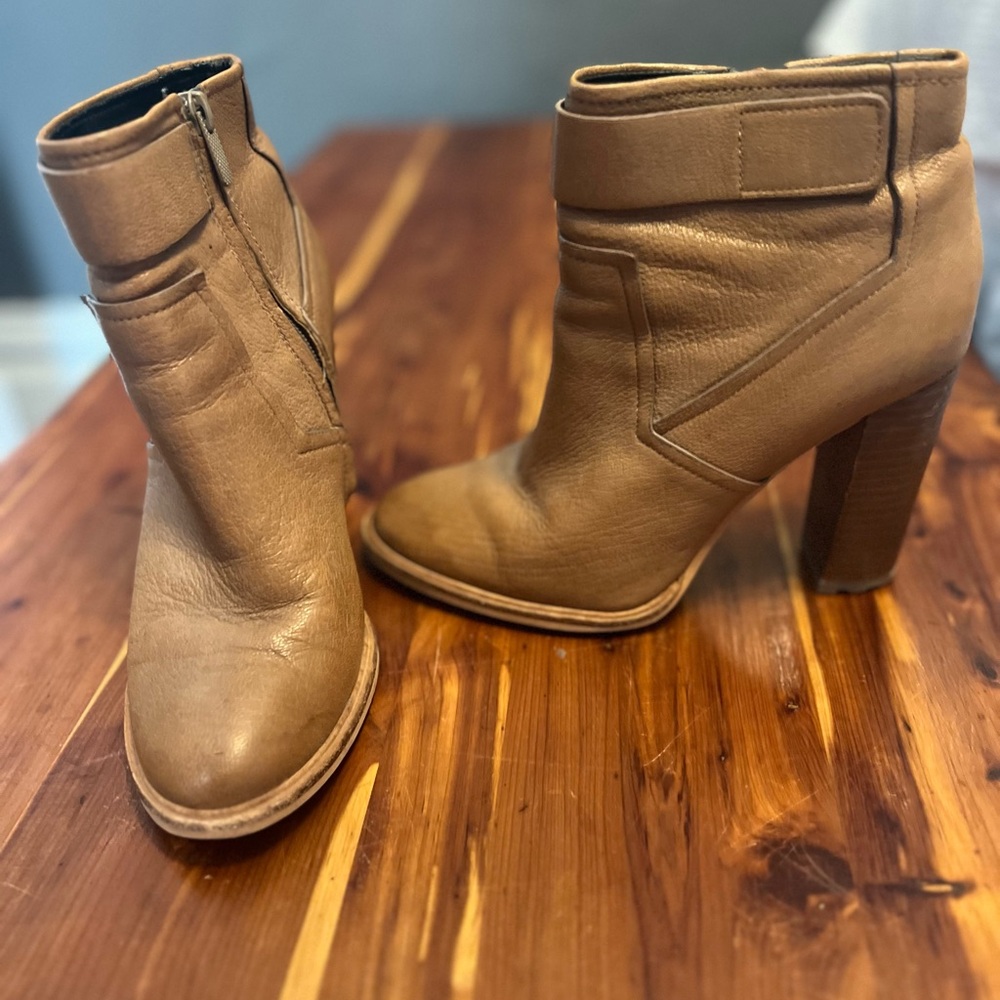 Distressed leather ankle boots